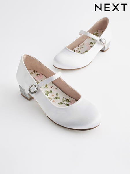 White Standard Fit (F) Mary Jane Flower Girl Heel Shoes (102103) | € 34 - € 44