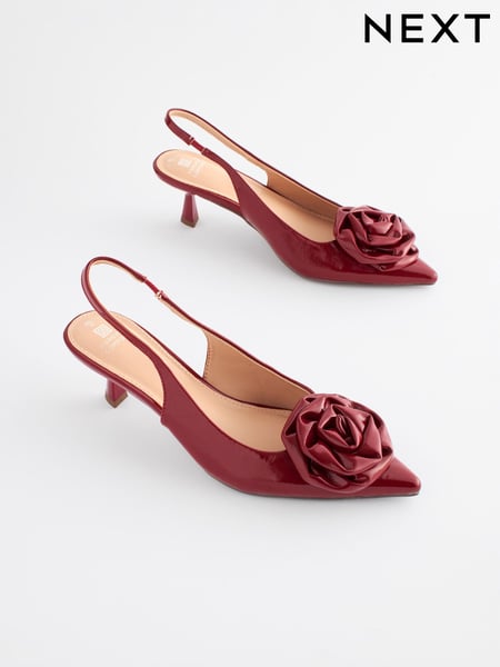 Red Standard/Wide Fit Forever Comfort® Patent Corsage Slingback Kitten Heels (102589) | € 26