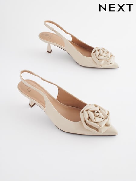 Bone Standard/Wide Fit Forever Comfort® Patent Corsage Slingback Kitten Heels (102633) | € 20