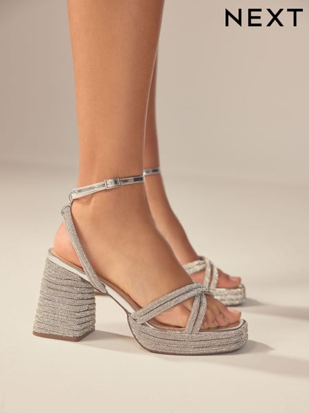 Silver Forever Comfort® Jewel Bling Platform Heels (103654) | € 22