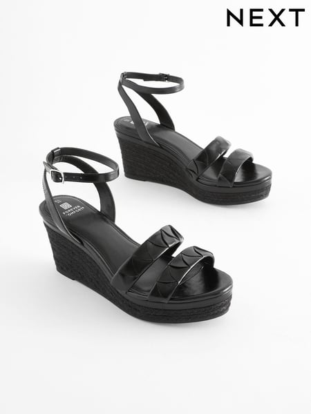 Black Standard/Wide Fit Forever Comfort® Double Strap Wedges (103816) | € 14