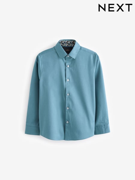 Teal Blue Long Sleeve Long Sleeves Smart Trimmed Shirt (3-16yrs) (103974) | € 18 - € 26