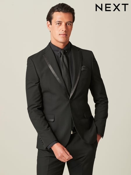 Black Skinny Fit Tuxedo Suit Jacket (112392) | € 96