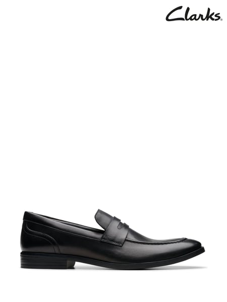 Clarks Black Leather Brandon Step Loafers (113707) | € 101