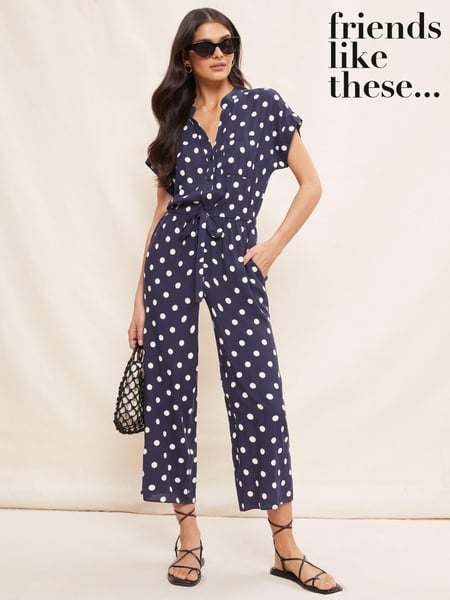 Friends Like These Navy Blue Culotte Jumpsuit With Tie Belt (118004) | € 37