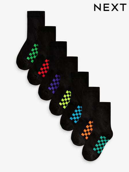 Black Checkerboard Cotton Rich Socks 7 Pack (119719) | € 13 - € 16