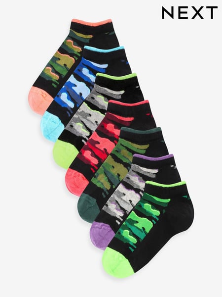 Black Bright Camo 7 Pack Cotton Rich Trainer Socks (119958) | € 11 - € 14
