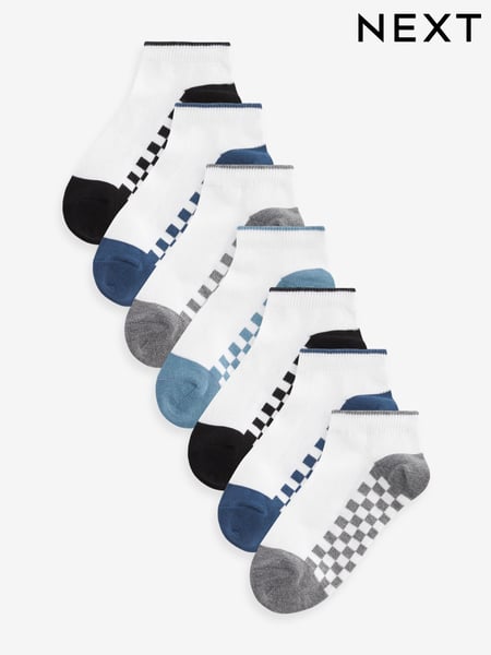 White Checkerboard 7 Pack Cotton Rich Trainer Socks (119962) | € 11 - € 14