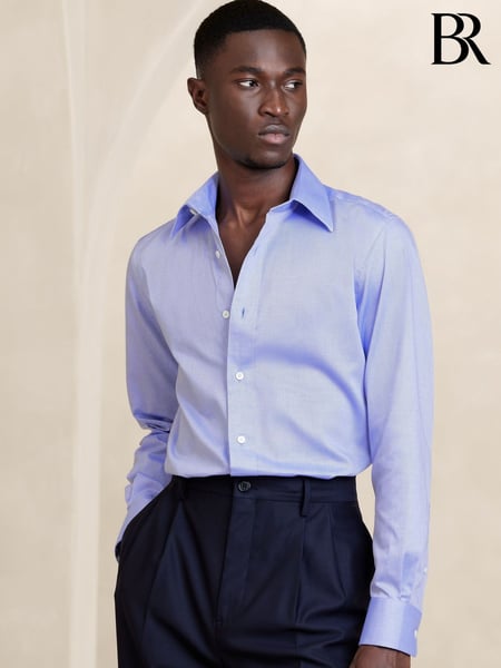 Banana Republic Blue Slim Wrinkle Resistant Dress Shirt (123291) | € 101