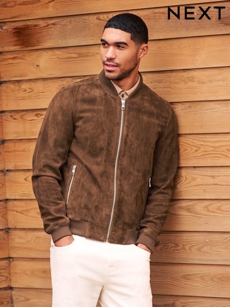 Braun - Suede Bomber Jacket (125918) | 246 €