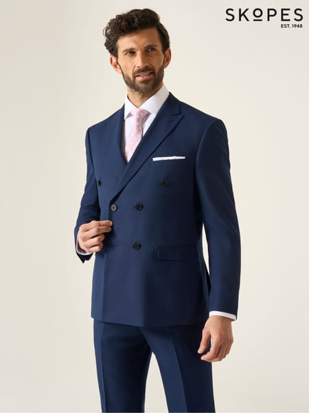 Skopes Navy Blue Harcourt Double Breasted Tailored Fit Suit Jacket (126931) | € 178