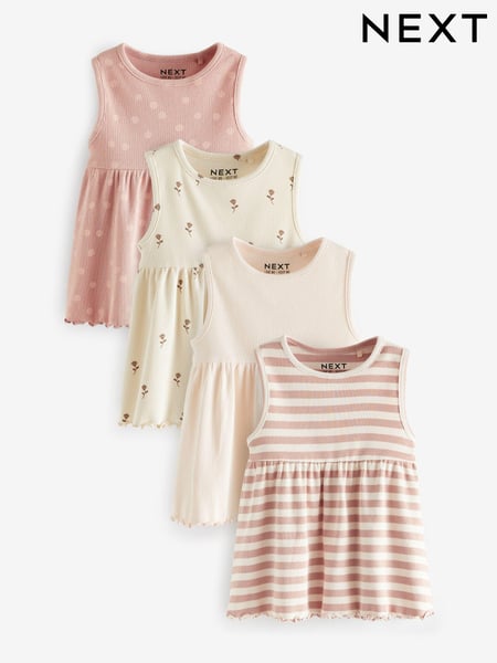 Pink 4 Pack Ribbed Peplum Vests (3mths-7yrs) (127392) | € 5 - € 6