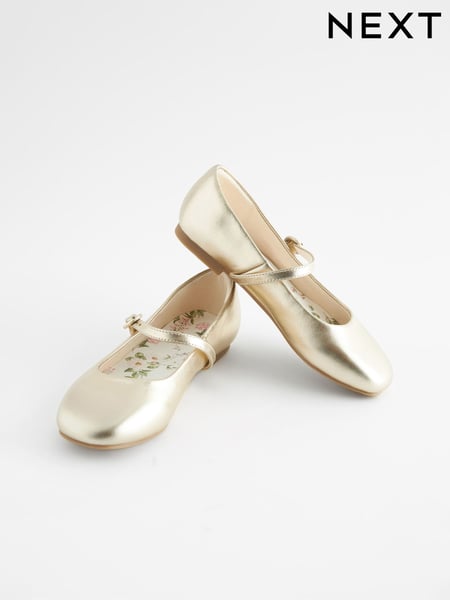 Gold Metallic Leather Mary Jane Occasion Shoes (129582) | € 37 - € 47
