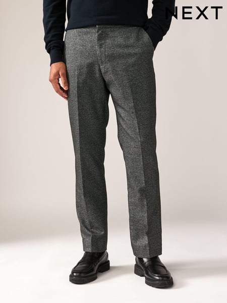 Charcoal Grey Tailored Fit Textured Puppytooth Suit Trousers (133469) | € 15