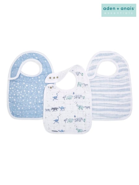 aden + anais Pink Organic Cotton Muslin Snap Bibs 3 Pack (133486) | € 34