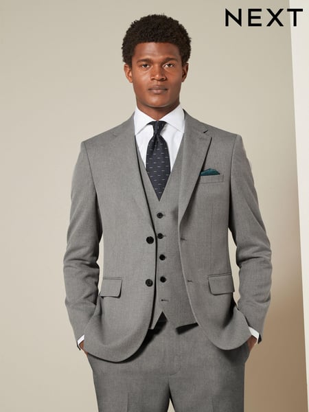Grey Slim Fit Textured Suit Jacket (133509) | € 96