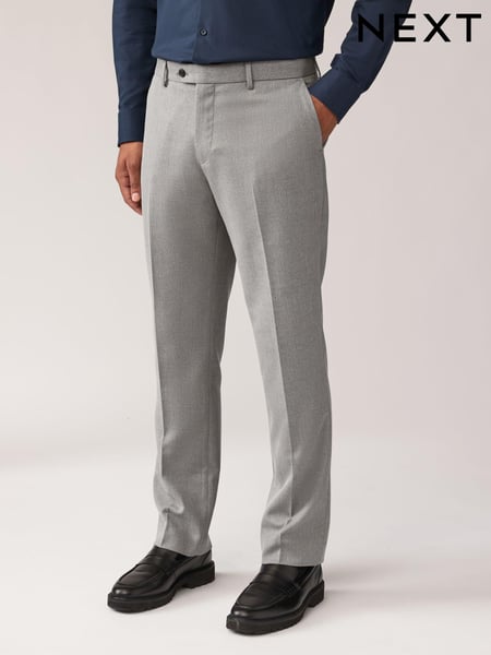Grey Regular Fit Textured Suit Trousers (133533) | € 52