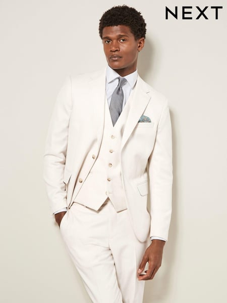 Ecru Slim Fit Textured Suit Jacket (133534) | € 96