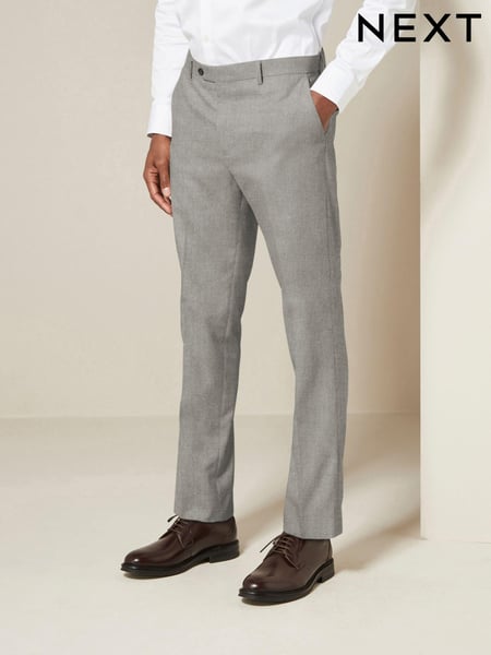 Grey Slim Fit Textured Suit Trousers (133548) | € 52