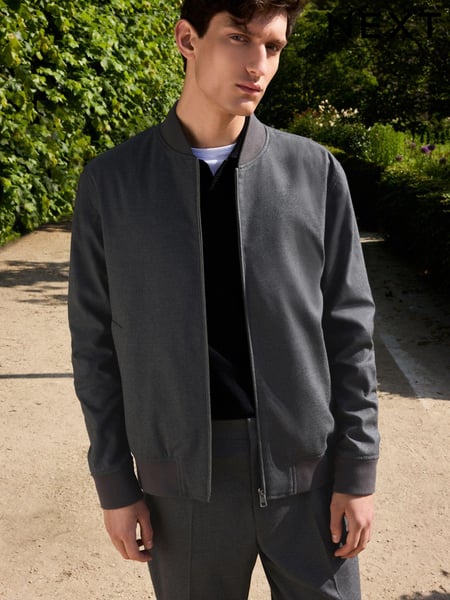 Charcoal Grey Slim Fit Flannel Bomber Jacket (133578) | € 30