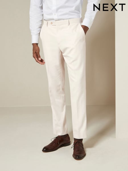 Ecru Slim Fit Textured Suit Trousers (133754) | € 52