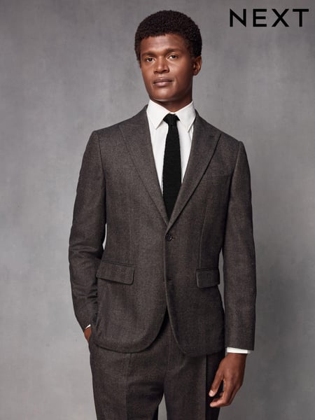 Brown Wool Blend Herringbone Suit Jacket (133848) | € 82
