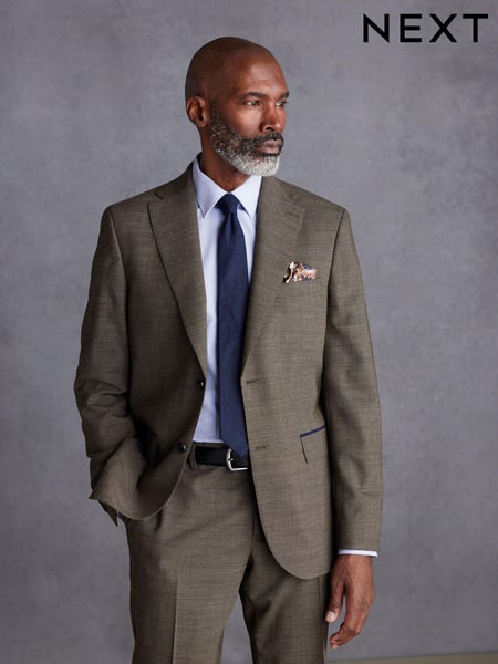 Brown Signature TG Di Fabio Italian Wool Trimmed Textured Suit Jacket (138539) | € 44
