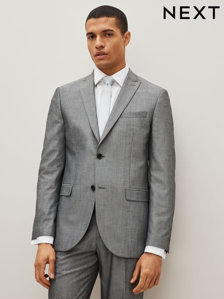 Light Grey Regular Fit Two Button Suit Jacket (139892) | € 45