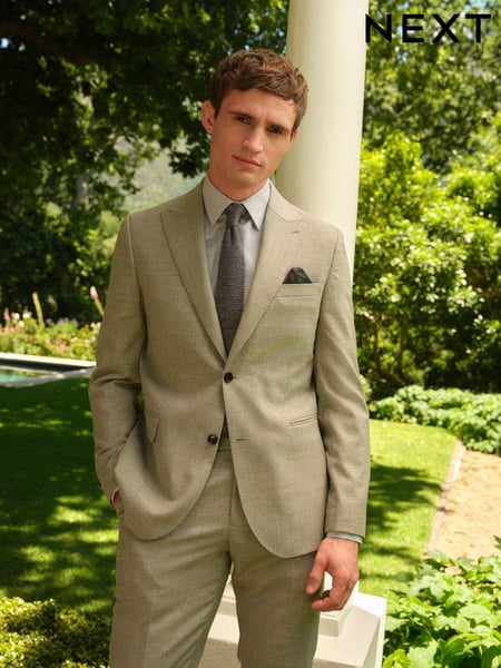 Light Grey Slim Fit Signature Marzotto Wool Textured Suit (140594) | € 44