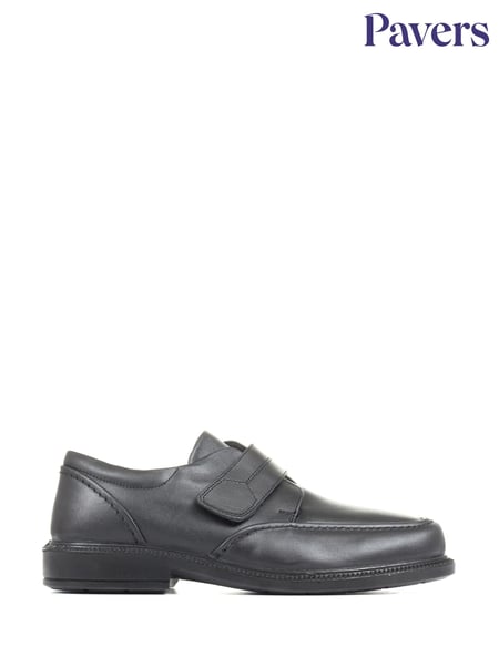 Pavers Adjustable Wide Fit Black Leather Shoes (141892) | € 62