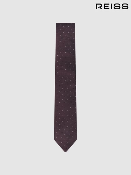 Reiss Burgundy Liam Polka Dot Silk Tie (145659) | € 75