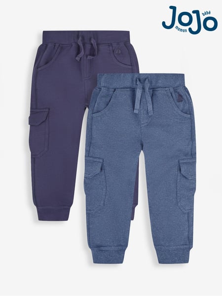 JoJo Maman Bébé Indigo Blue & Navy Blue 2-Pack Cargo Joggers (149082) | € 37 - € 41