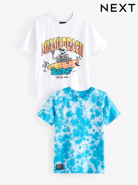 Blue Tie Dye Graphic Short Sleeve 100% Cotton T-Shirts 2 Pack (3-16yrs) (151613) | € 10 - € 14