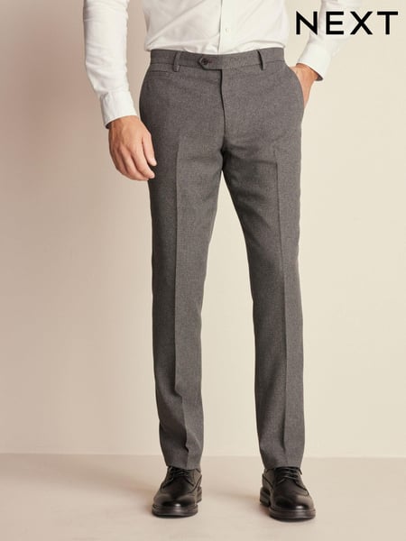 Grey Slim Fit Trimmed Texture Suit Trousers (151691) | € 13