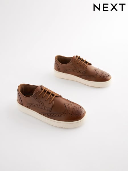 Tan Brown Standard Fit (F) Leather Lace Up Brogue Shoes (161622) | € 38 - € 48