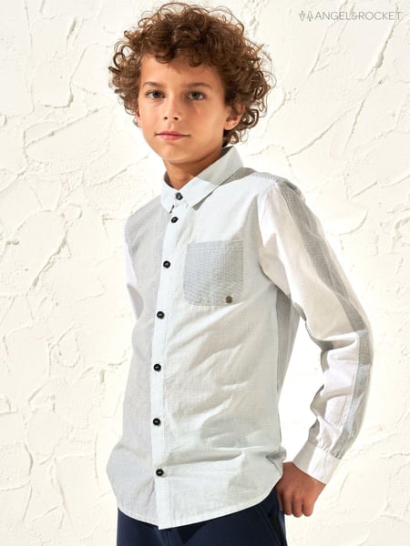 Angel & Rocket Blue Chase Panelled 100% Cotton Shirt (164379) | € 31 - € 37