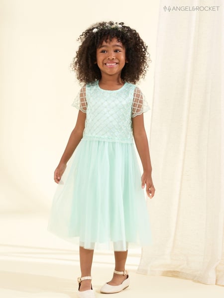 Angel & Rocket Green Anya Beaded Tulle Dress (164603) | € 44 - € 48