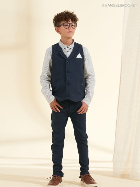 Angel & Rocket Blue Bernard Textured 100% Cotton Waistcoat (164614) | € 19 - € 24
