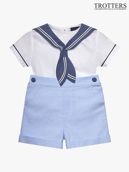 Trotters London Blue Little Pale 100% Cotton Edward Sailor Set (166483) | € 0