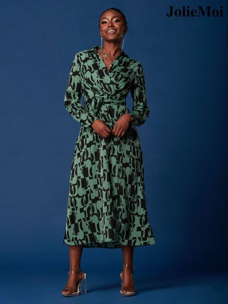 Jolie Moi Green Wrap Shirt Maxi Dress (166731) | € 21