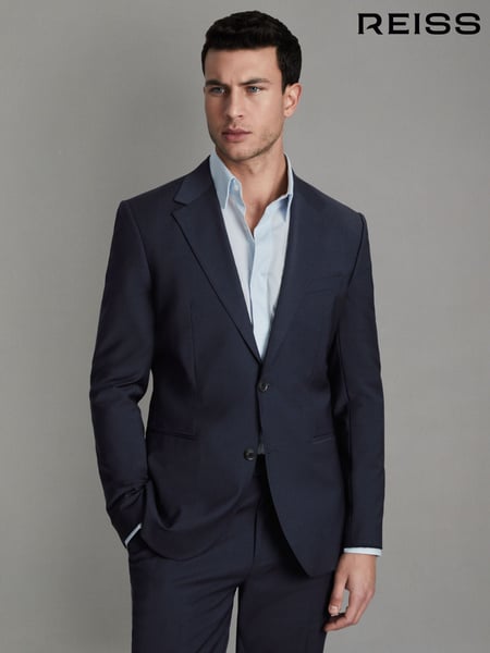 Reiss Navy Hope Slim-Fit Wool-Blend Single-Breasted Suit Blazer (167080) | € 449