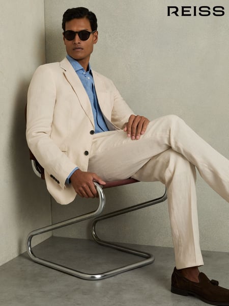 Reiss Stone Kin Slim Fit Single Breasted Linen Blazer (169724) | € 465
