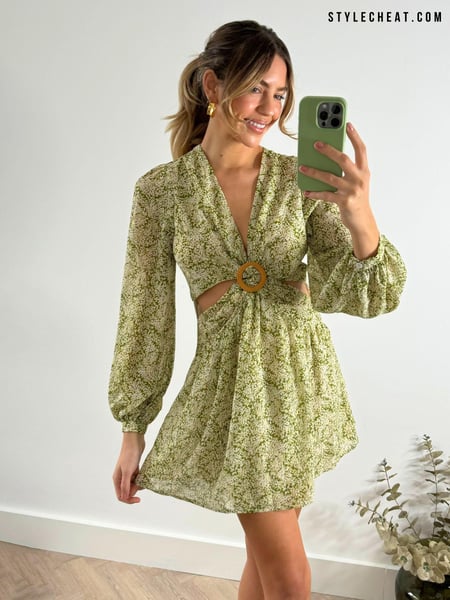 Style Cheat Green Tasha Mini O Ring Floral Summer Mini Dress (169737) | € 18
