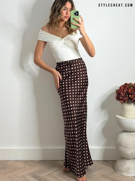 Style Cheat Brown Sylvia Drawstring Satin Slip Midaxi Skirt (169830) | € 14