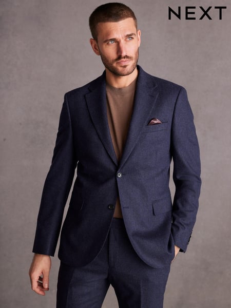 Blue Slim Fit Signature Tollegno Italian Wool Suit Jacket (171809) | € 56