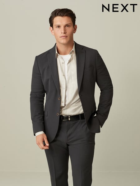Charcoal Grey Slim Fit Motionflex Stretch Suit: Jacket (171881) | € 23