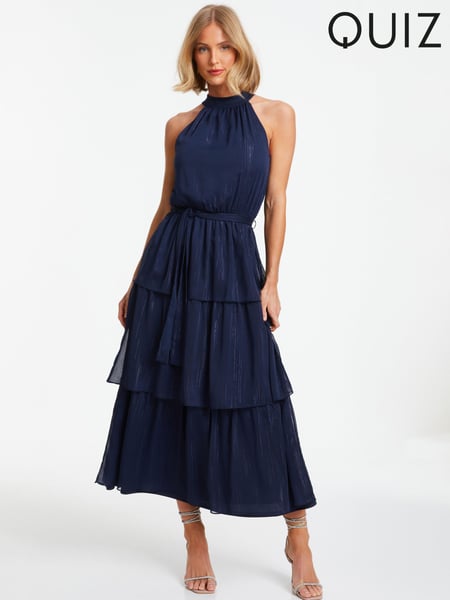 Quiz Blue Chiffon Tiered Halter Neck Midaxi Dress (172072) | € 25