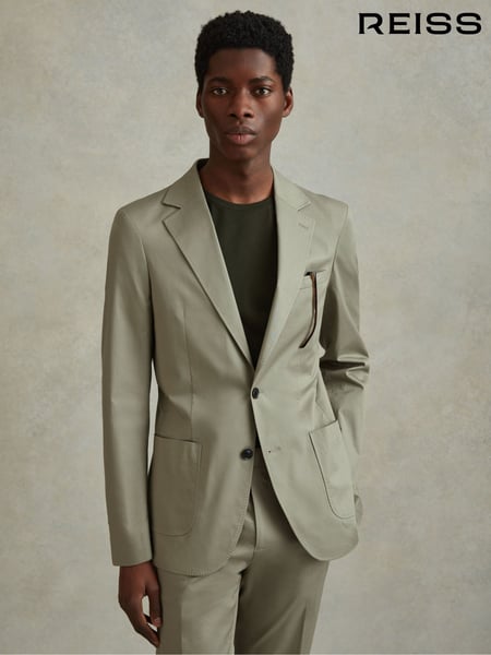Reiss Sage Crawford Slim Fit Cotton Blend Single Breasted Blazer (172625) | € 387