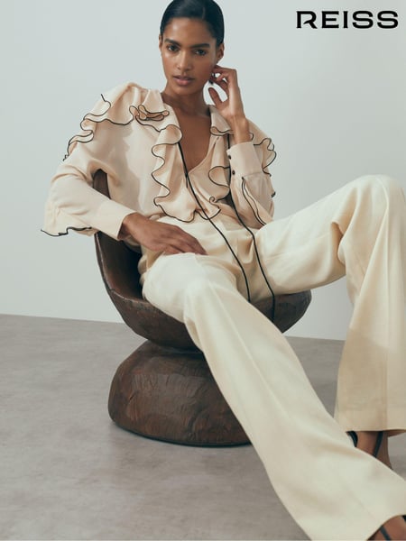 Reiss Blush Kiani Atelier Silk Ruffle Blouse (172798) | € 538