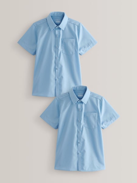 Blue Regular Fit 2 Pack Short Sleeve School Shirts (3-17yrs) (176909) | € 11 - € 23